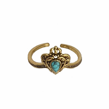 Fashionable Turquoise Crown Iris Ring