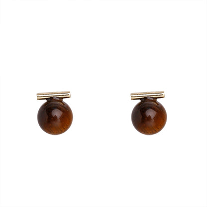 Vintage Round Tiger Eye Knot Earrings