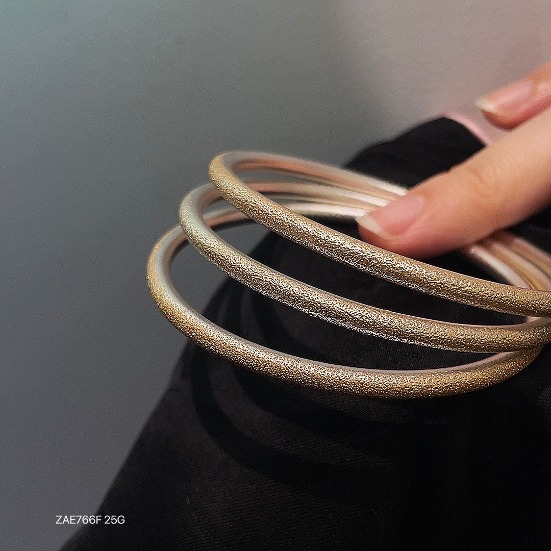 Golden Sand Round Stick Sterling Silver Bracelet