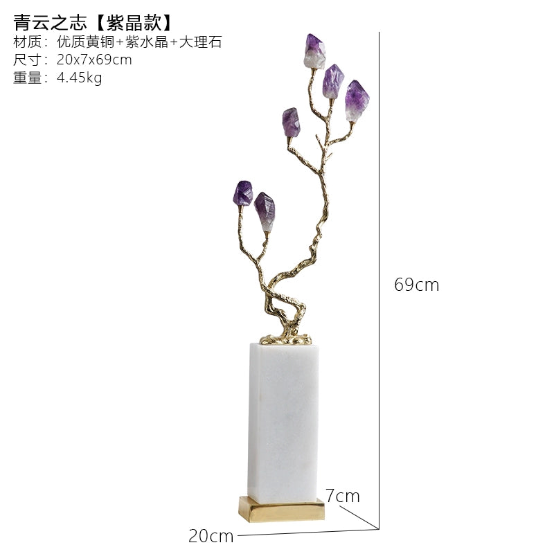 Natural crystal treasure fortune tree ice crack decorative ornaments