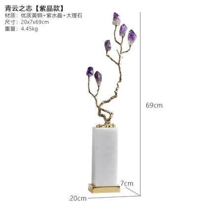 Natural crystal treasure fortune tree ice crack decorative ornaments