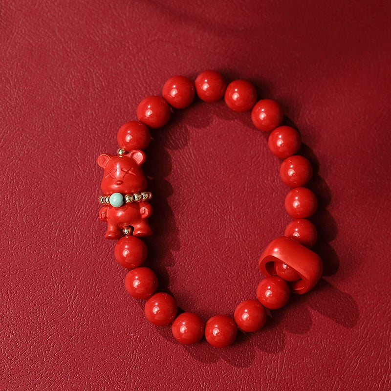 Chinese style cinnabar red sand bracelet violent bear Chinese style bracelet