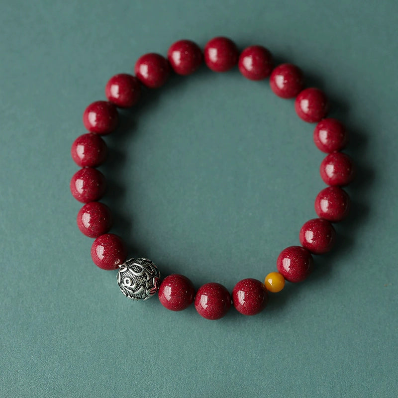 High-end new Chinese style purple gold sand cinnabar red sand bracelet handmade silver bracelet