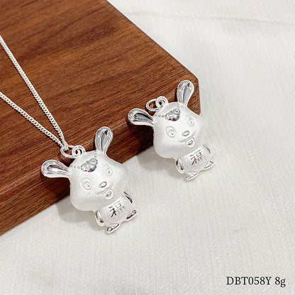 Lucky rabbit sterling silver pendant