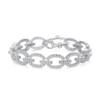 Sterling silver micro-inlaid zircon and full diamond pig nose hollow bracelet