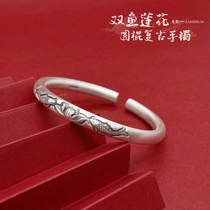 Chinese Lotus Stick Sterling Silver Bracelet