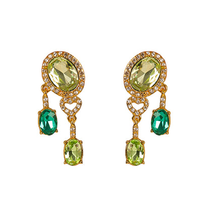 78-High-grade exquisite green zircon heart earrings