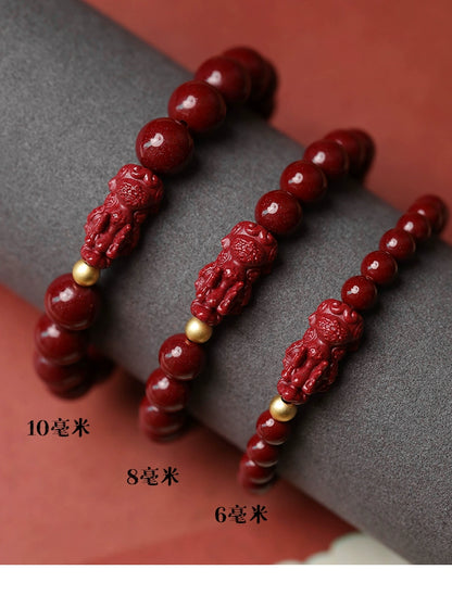 Fashionable New Chinese Style Cinnabar Purple Gold Pixiu Bracelet