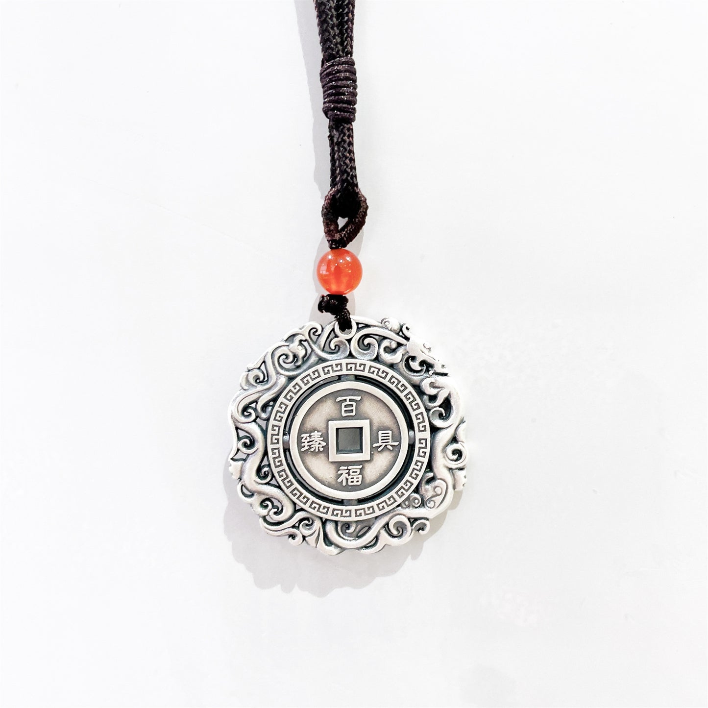 Chinese style sterling silver pendant necklace