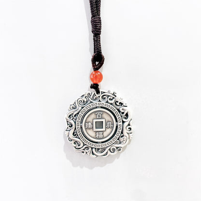 Chinese style sterling silver pendant necklace