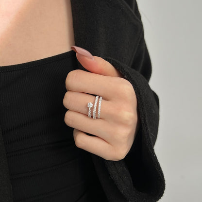 Fashionable and personalized spiral full diamond ring