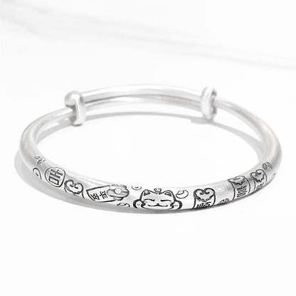 Chinese style bamboo leaf sterling silver bracelet