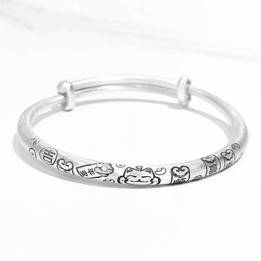 Chinese style bamboo leaf sterling silver bracelet