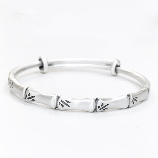 Chinese style bamboo leaf sterling silver bracelet