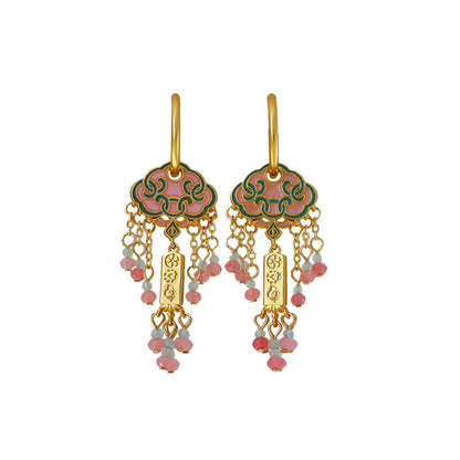 54-Chinese ancient retro colorful oil drop earrings