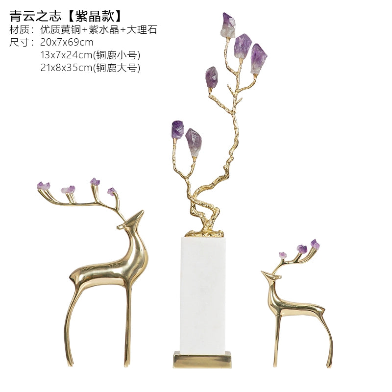 Natural crystal treasure fortune tree ice crack decorative ornaments