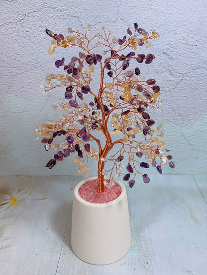 Natural crystal fortune tree light luxury ornaments crafts