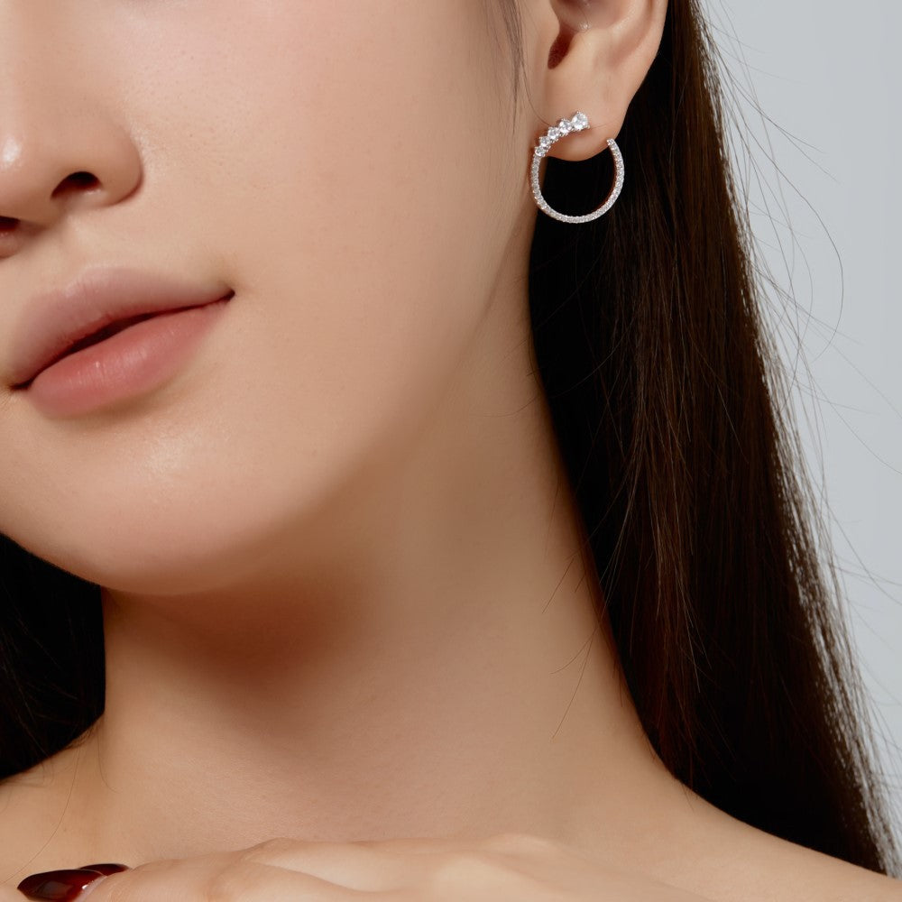 Fashionable hoop design micro-paved zircon earrings