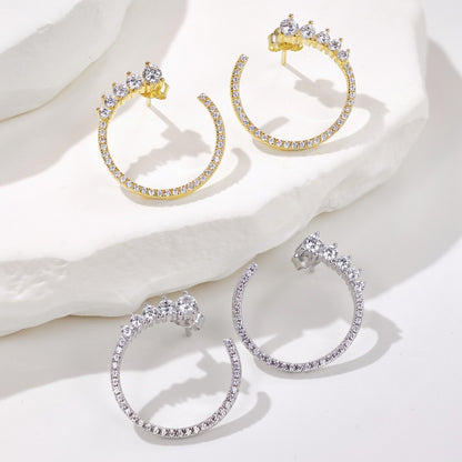 Fashionable hoop design micro-paved zircon earrings