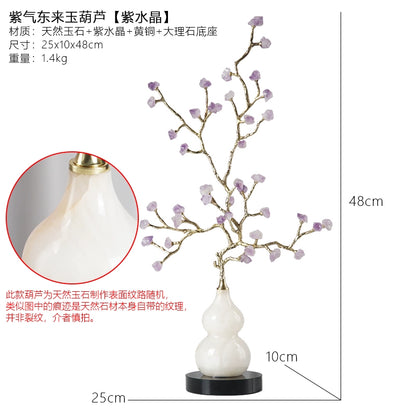 New Chinese style natural amethyst tree ice crack ceramic gourd furniture ornaments