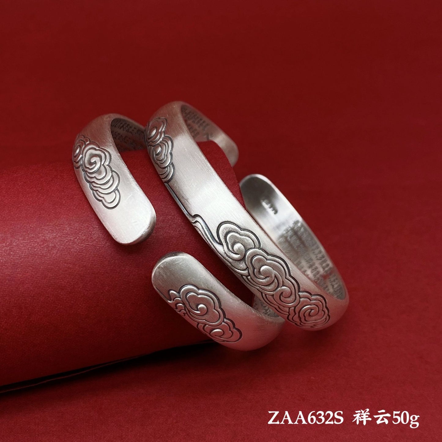 Chinese style lotus sterling silver bracelet