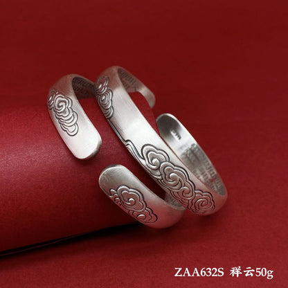 Chinese style lotus sterling silver bracelet