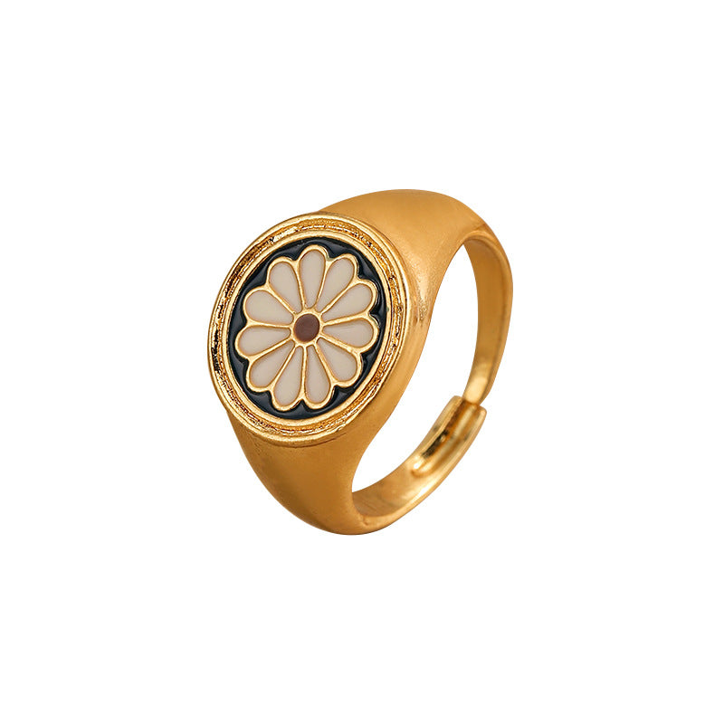 Premium Vintage Enamel Four-Leaf Clover Ring