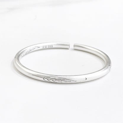 Chinese style bamboo leaf sterling silver bracelet