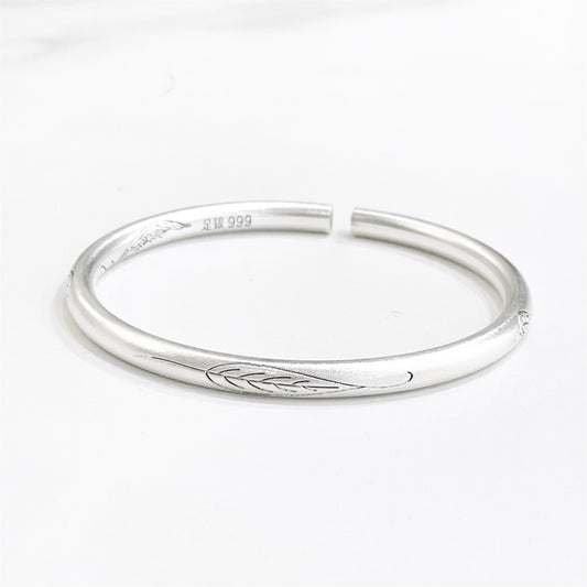 Chinese style bamboo leaf sterling silver bracelet