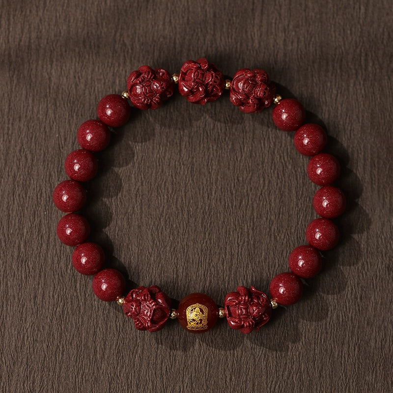 New Chinese style cinnabar purple gold sand bracelet zodiac men and women