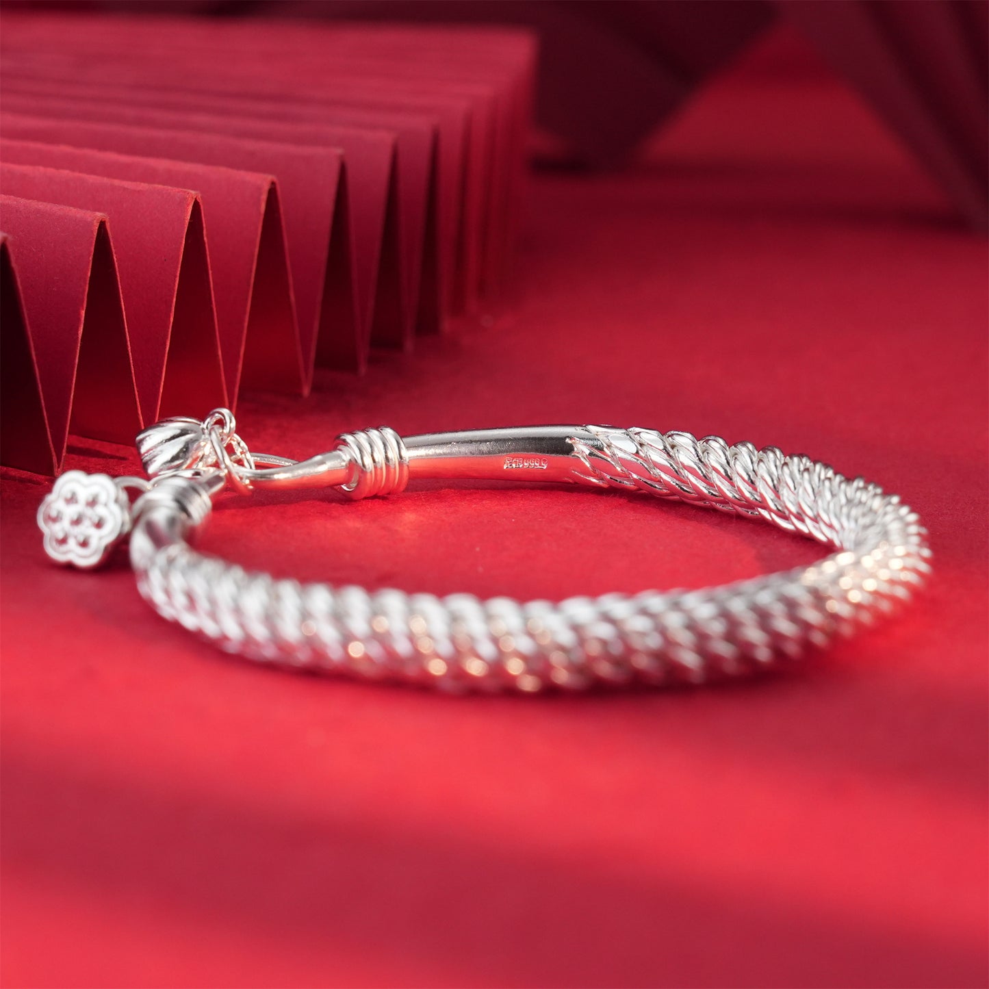 Chinese style braided sterling silver bracelet