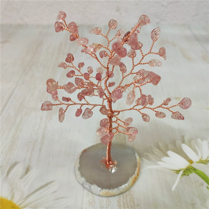 Natural crystal peach blossom fortune tree ornaments