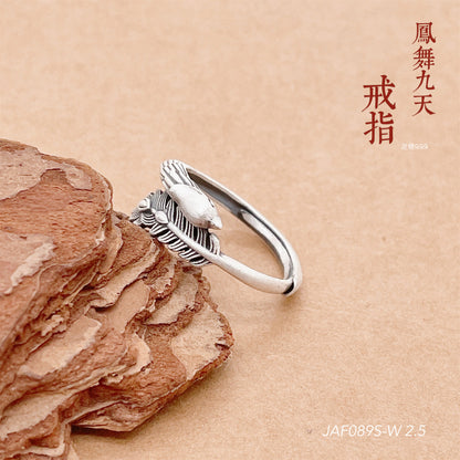 Ethnic style open sterling silver ring