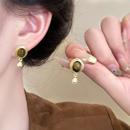 High-end tiger eye stone earrings