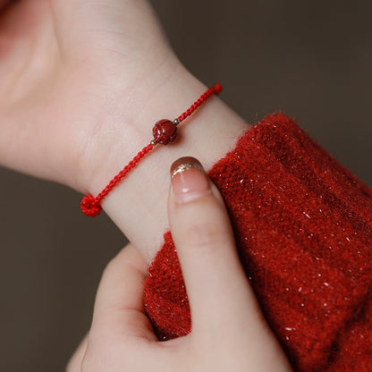 New Chinese style ashore cinnabar lotus red rope braided bracelet