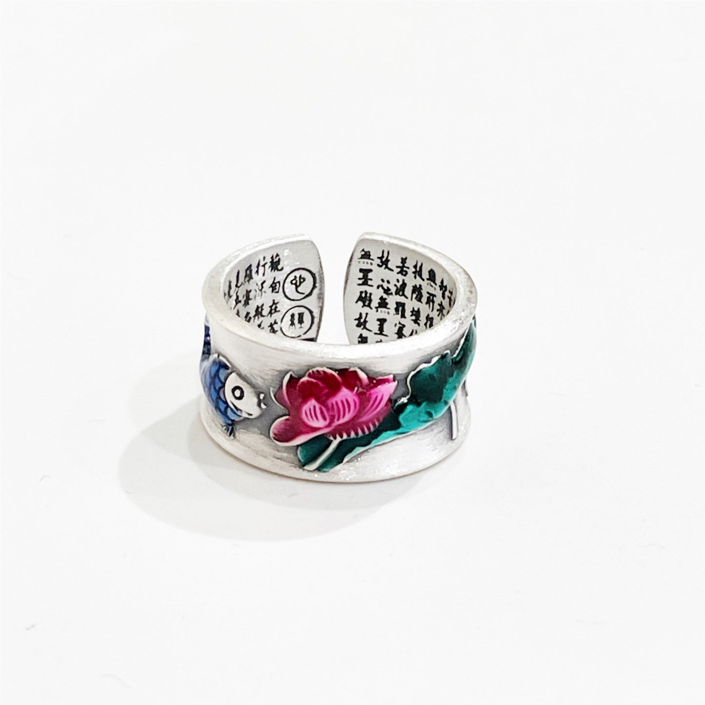 Colorful flower open sterling silver ring