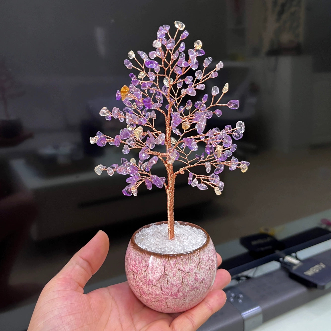 Natural crystal tree attracts peach blossoms and fortune tree decoration ornaments