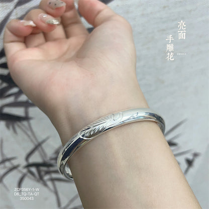 China engraved sterling silver cuff bracelet