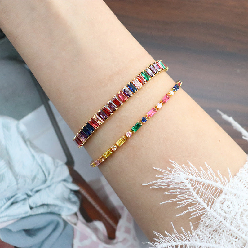 118-Simple retro personality colorful zircon bracelet