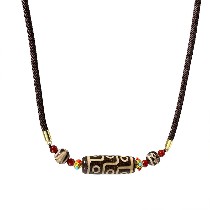 Chinese ethnic style Tibetan nine-eye dzi necklace