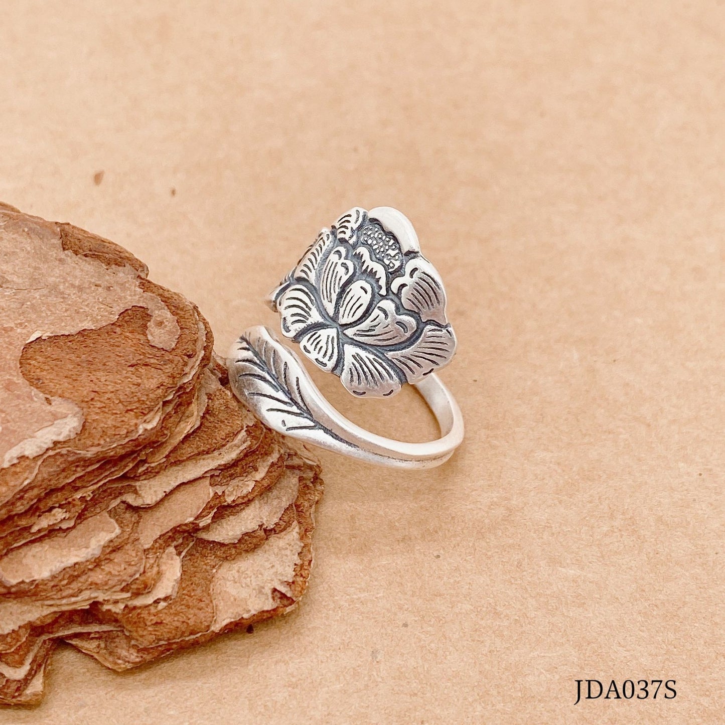 Fashion Peony Sterling Silver Ring