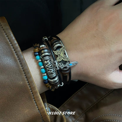 Chinese ethnic style multi-layer braided rope bracelet