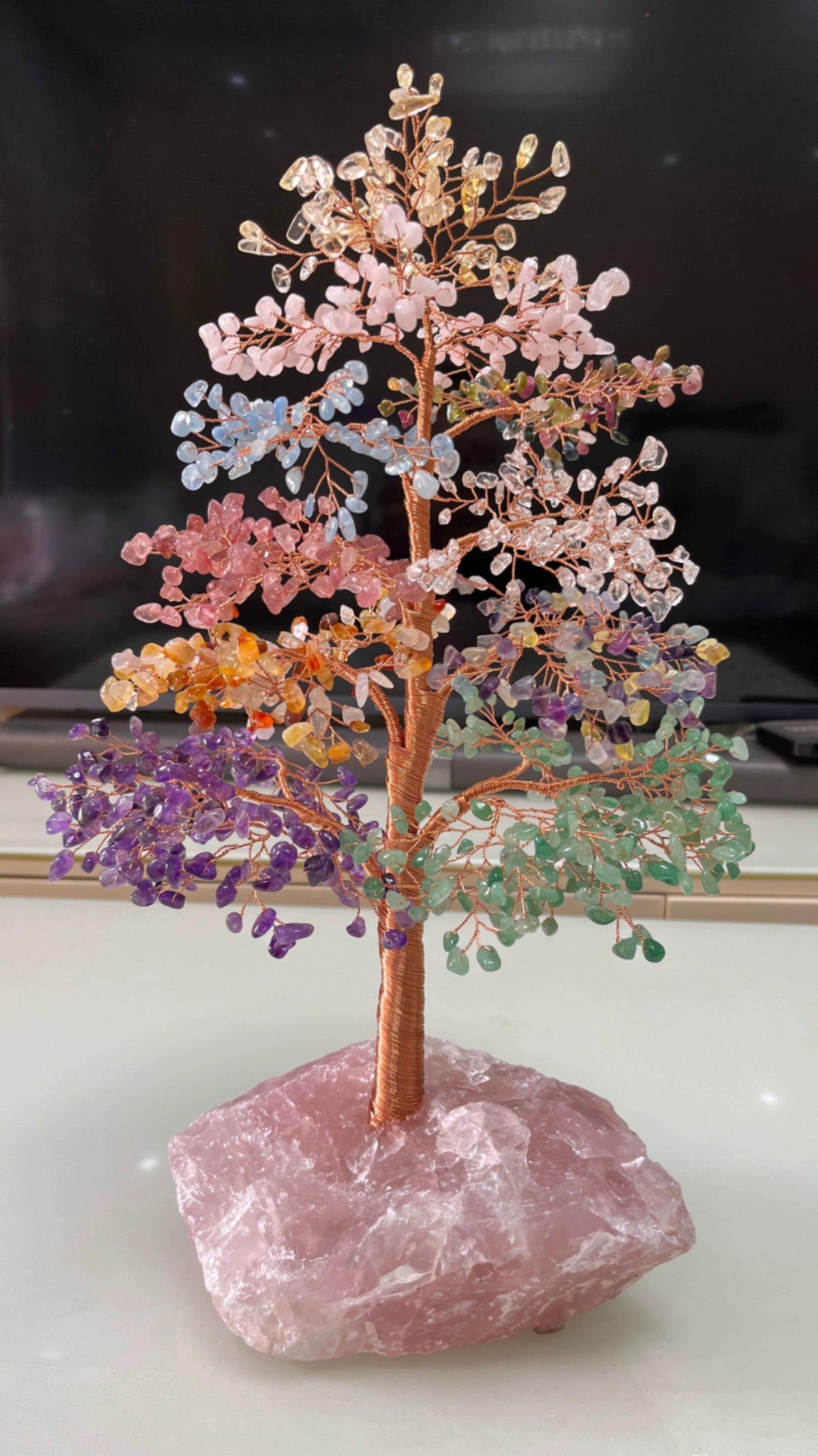 Natural colorful crystal fortune tree decoration ornaments