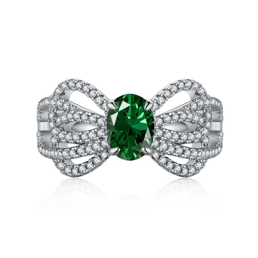 142-Retro high-end zircon emerald ring