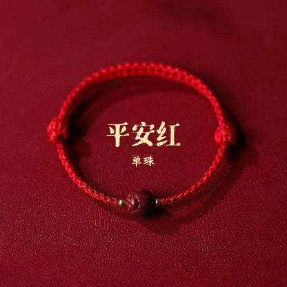 New Chinese style ashore cinnabar lotus red rope braided bracelet