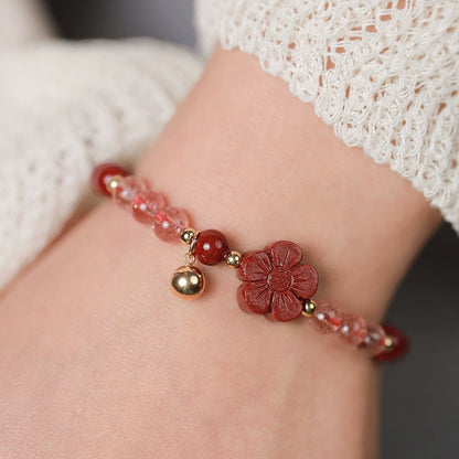 Exquisite Chinese style purple gold sand cinnabar emperor sand bracelet strawberry crystal pink crystal bracelet