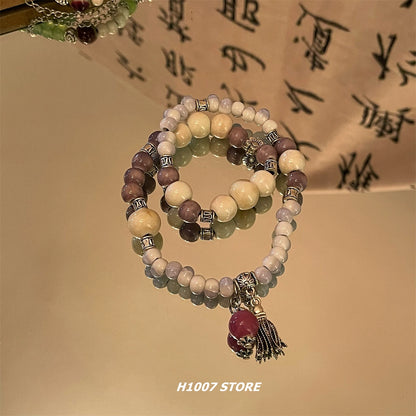 New Chinese style ceramic double layer beaded bracelet