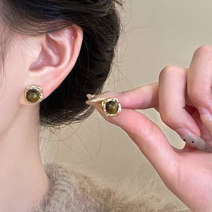 High-end tiger eye stone earrings