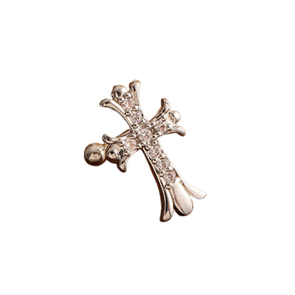 96-High-grade zircon cross ear bone clip earrings for non-pierced ears