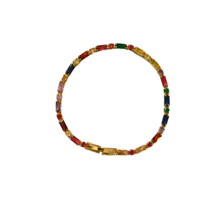 118-Simple retro personality colorful zircon bracelet